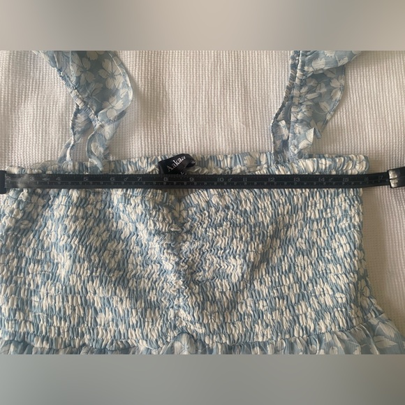 Light Blue Floral Chiffon Sweetheart Maternity Maxi Dress - Picture 13 of 13